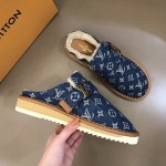 LV Monogram Denim Cosy Mule Fur 1A81G9