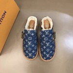 LV Monogram Denim Cosy Mule Fur 1A81G9