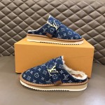 LV Monogram Denim Cosy Mule Fur 1A81G9