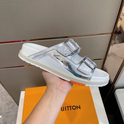 Louis Vuitton LV Trainer Mules Silver