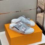 Louis Vuitton LV Trainer Mules Silver