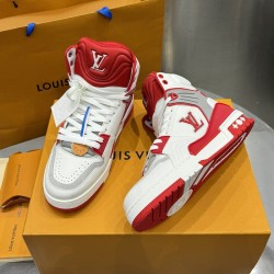 Replica LV High Top Trainer Sneaker Red