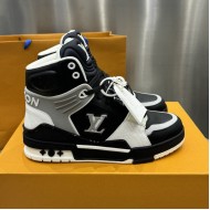 Replica LV High Top Trainer Sneaker Black / White / Grey