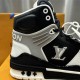 Replica LV High Top Trainer Sneaker Black / White / Grey