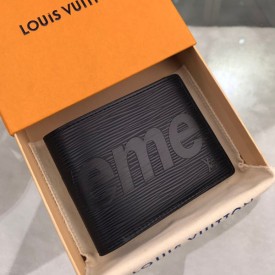 Replica LV x supreme slender wallet black