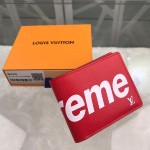 LV x supreme slender wallet red M60339