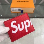 LV x supreme slender wallet red M60339