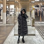 Moncler Huppelong Long Down Jacket Black