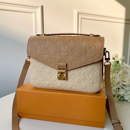 LV Monogram Empreinte Pochette Metis Beige M44330