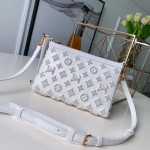 LV Embroidered Monogram Triangle Messenger White M54330