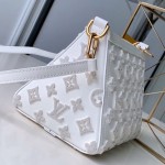 LV Embroidered Monogram Triangle Messenger White M54330