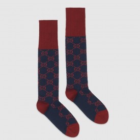 Gucci GG Pattern Cotton Blend Socks Navy