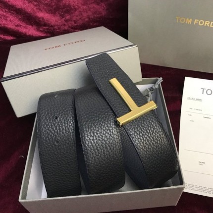 Tom Ford Reversible T Buckle Leather Belt Black