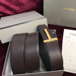 Tom Ford Reversible T Buckle Leather Belt Black