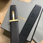 Tom Ford Reversible T Buckle Leather Belt Black