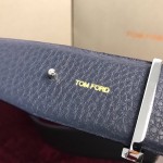 Tom Ford Reversible T Buckle Leather Belt Blue