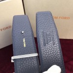 Tom Ford Reversible T Buckle Leather Belt Blue