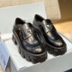 Prada Women's Brushed leather Monolith Loafers Black