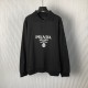 Prada Long-sleeved cotton polo shirt black