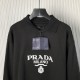 Prada Long-sleeved cotton polo shirt black