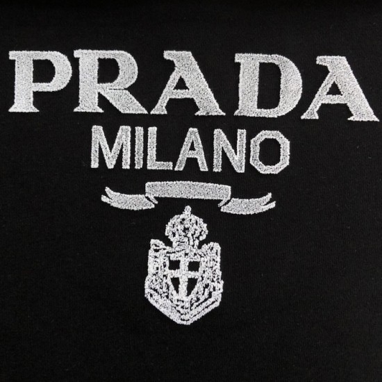 Prada Long-sleeved cotton polo shirt black