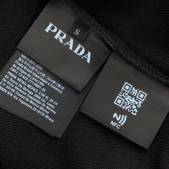 Prada Long-sleeved cotton polo shirt black