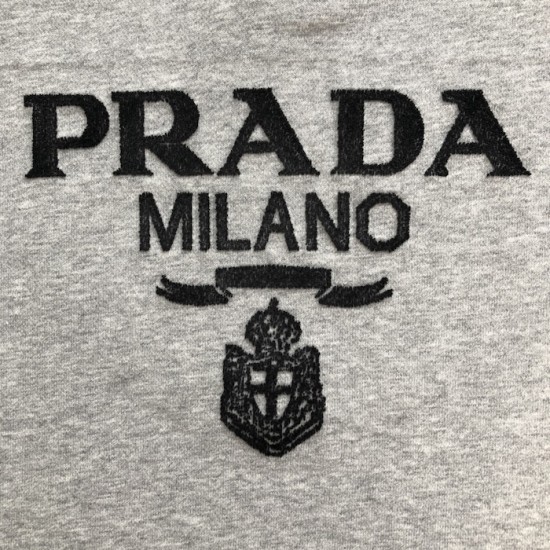 Prada Long-sleeved cotton polo shirt Marble Gray