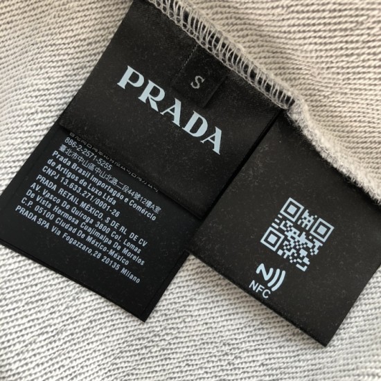 Prada Long-sleeved cotton polo shirt Marble Gray