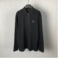 Prada Long-sleeved piqué and Re-Nylon polo shirt