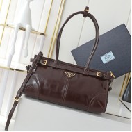 Prada Medium Leather Handbag Dark Brown