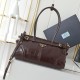 Prada Medium Leather Handbag Dark Brown