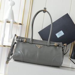 Prada Medium Leather Handbag Grey