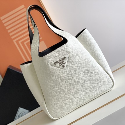 Prada Leather Tote Bag White 1BG335