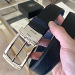 Prada Saffiano Leather Reversible Belt Black / Blue