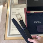 Prada Saffiano Leather Reversible Belt Black / Blue