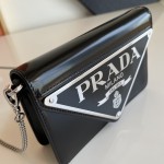 Prada Brushed leather shoulder bag Black