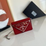 Prada Brushed leather shoulder bag Red