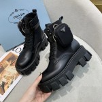 Prada Monolith Calf Leather Short Boots Black