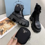 Prada Monolith Calf Leather Short Boots Black