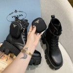 Prada Monolith Calf Leather Short Boots Black