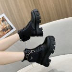 Prada Monolith Calf Leather Short Boots Black