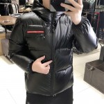 Prada Light Nylon hooded puffer jacket Black