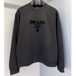 Prada Oversized cotton jersey logo sweatshirt Black