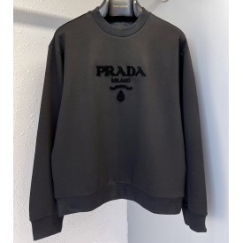 Prada Oversized cotton jersey logo sweatshirt Black