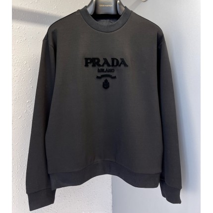 Prada Oversized cotton jersey logo sweatshirt Black