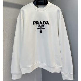 Prada Oversized cotton jersey logo sweatshirt White