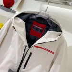 Prada Mens Technical Hooded Coat Jacket White