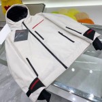 Prada Mens Technical Hooded Coat Jacket White