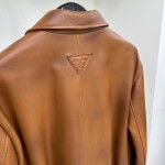 Prada Oversized nappa leather bomber jacket Caramel