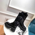 Prada Monolith Patent Leather High Boots Black